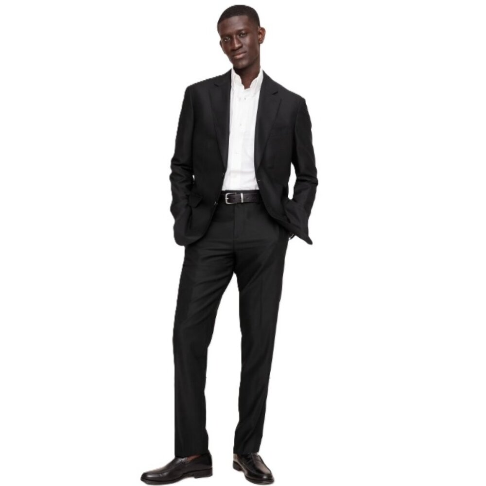 NWT - Banana Republic Tailored Hopsack Slim Fit Suit Pant, Black - Size 36R